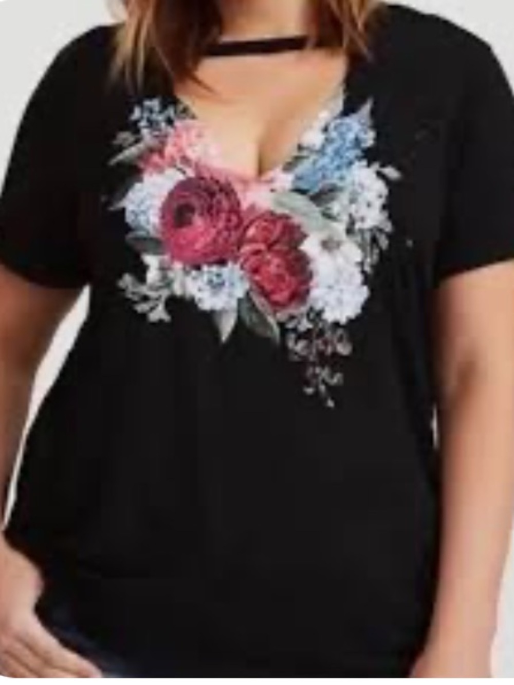 Torrid women’s black floral distressed t-shirt size 4 . (4X)